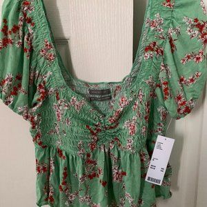 UO Angelo Smocked Bodice Puff Sleeve Top